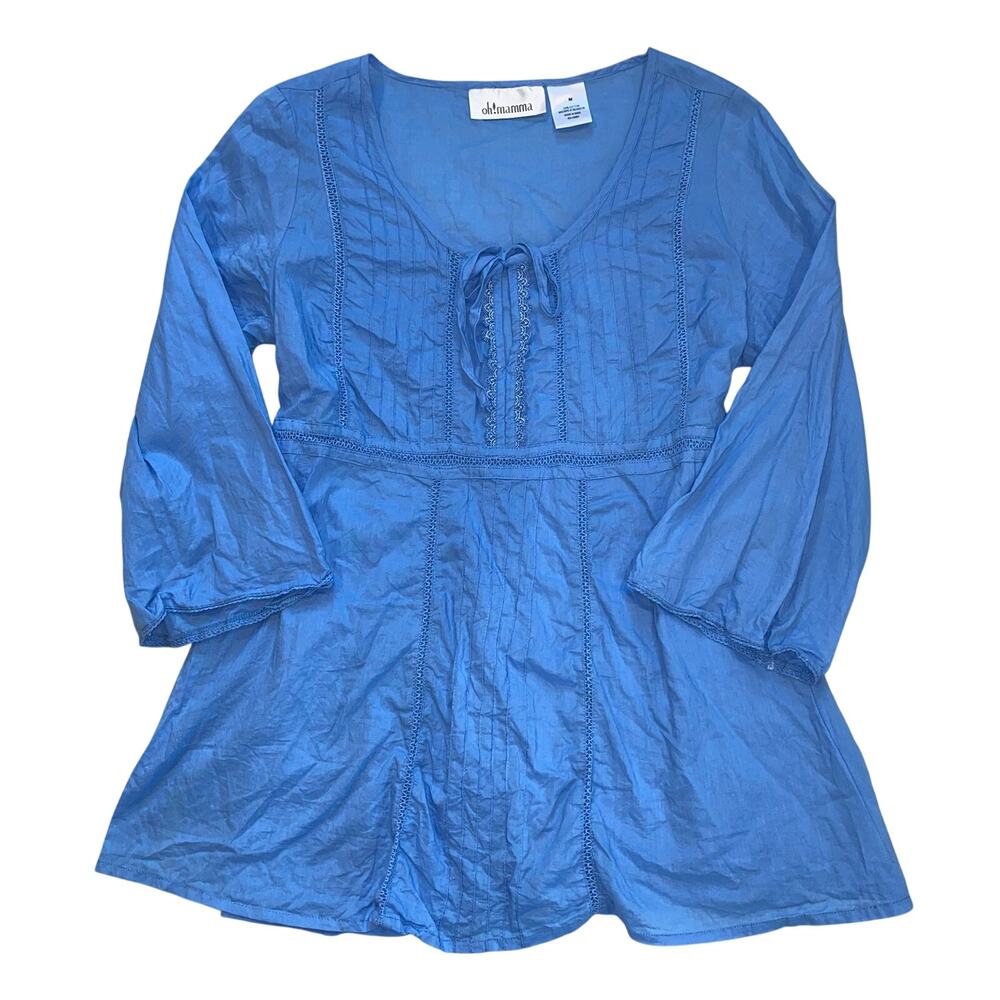 100% Cotton Tie-Back Tunic Blouse, Oh! Mamma, Size Medium